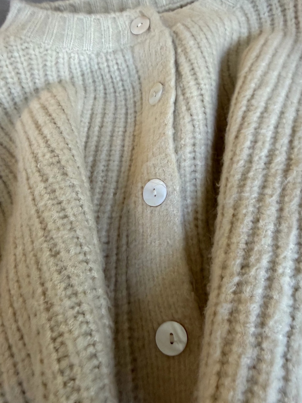 Ivory Ribbed Button-Front Cropped Cardigan Sweater - Picture 8 of 8